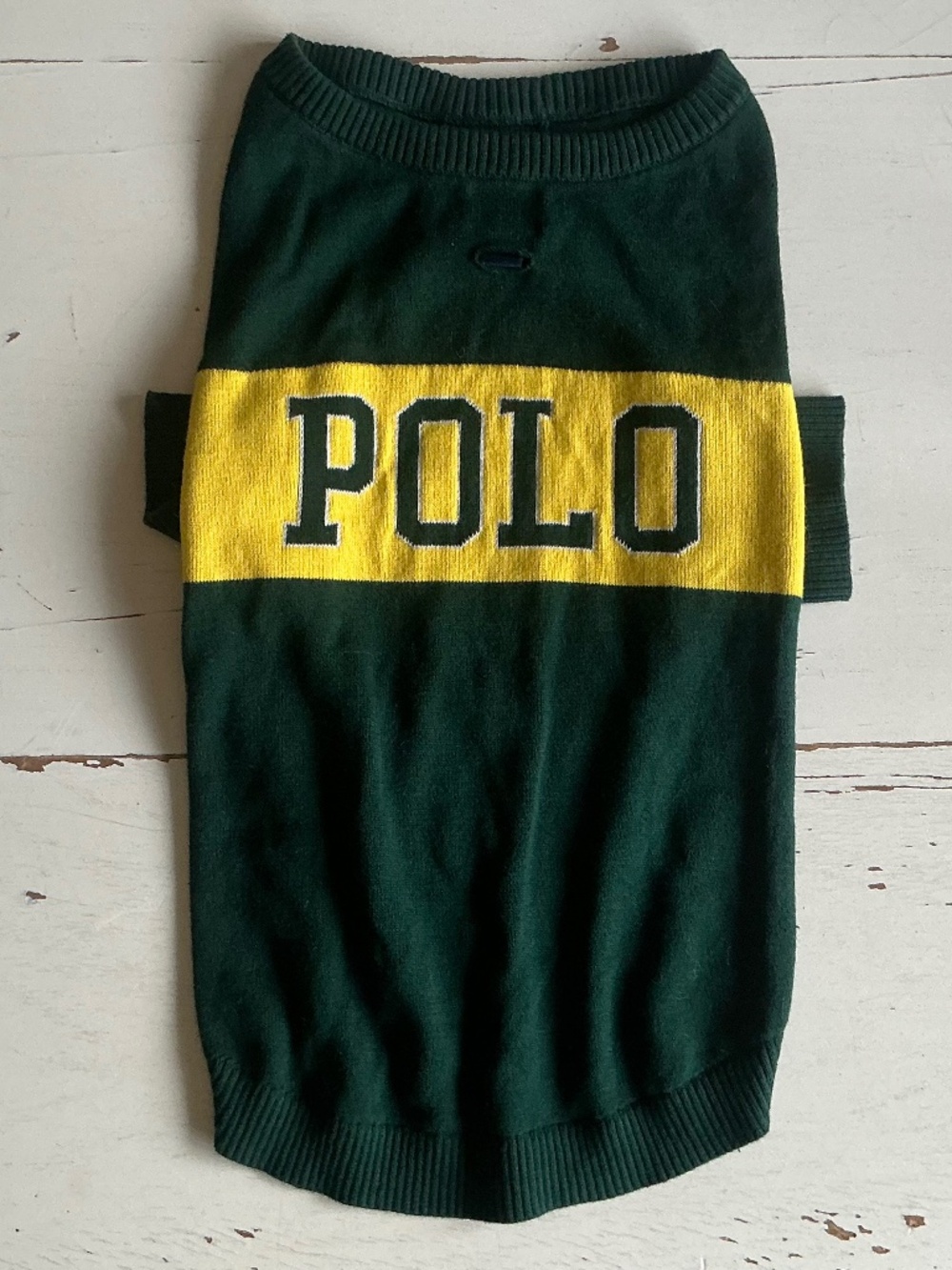 Sample New - POLO Ralph Lauren Forest Green Yellow POLO Pet DOG Sweater XL